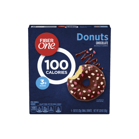 Fiber One Chocolate Donuts front of box, 4ct, 0.82oz