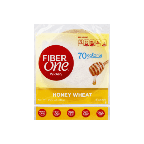 Fiber One 80 Calorie Wraps, Honey Wheat, 9 wrap front of pack