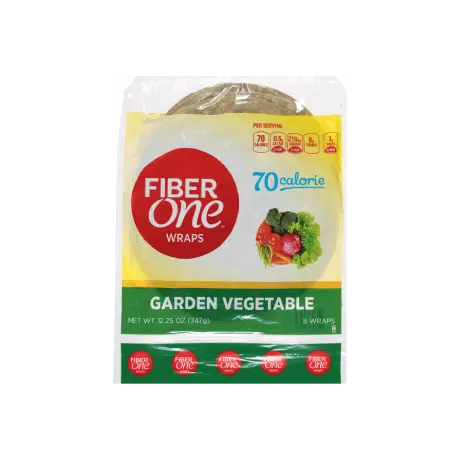 Fiber One 80 Calorie Garden Vegetable Wraps, pack of 9, front of pack