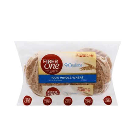 Fiber One 100% Whole Wheat Thin Sandwich Rolls, 12oz sandwich roll pack