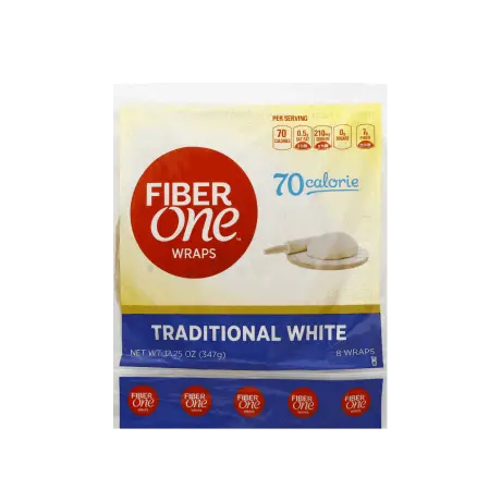 Fiber One 80 Calorie Traditional White Wraps, pack of 9, front of pack
