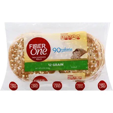 Fiber One 12 Grain Thin Sandwich Rolls, 12oz sandwich roll pack