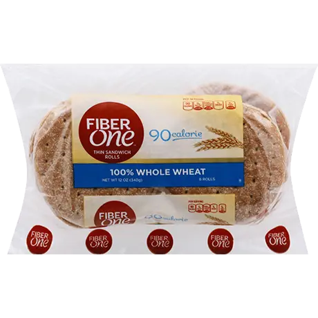 Fiber One 100% Whole Wheat Thin Sandwich Rolls, 12oz sandwich roll pack