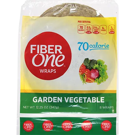 Fiber One 80 Calorie Garden Vegetable Wraps, pack of 9, front of pack
